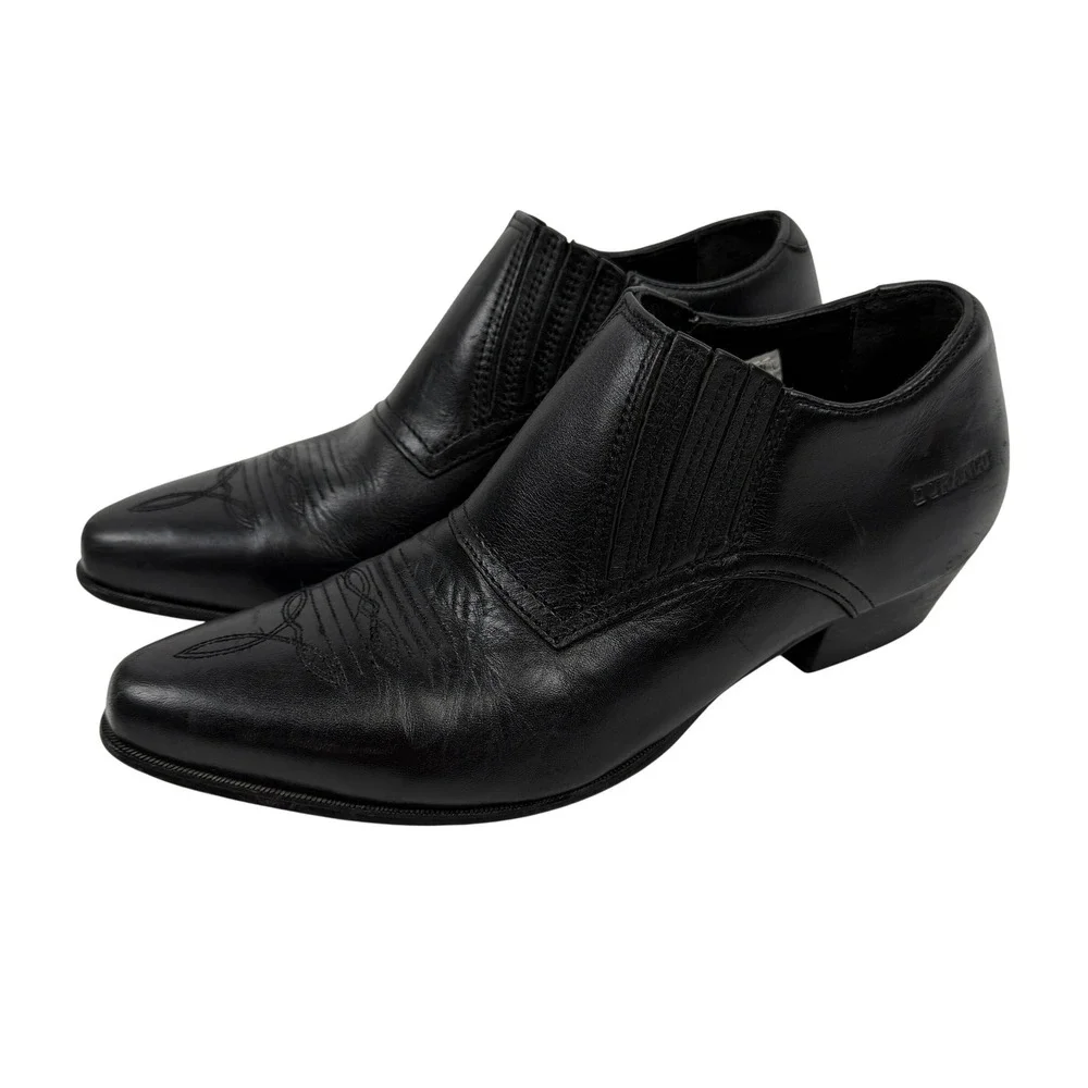 Durango Western Leather Ankle Booties 9 Black Pointed Toe Embroidered